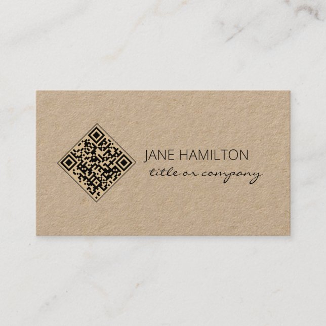 QR Code Kraft Modern Professional Business Card (Front)