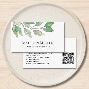 QR Code Landscape Designer Greenery  Business Card
