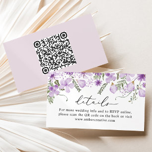 QR code Lavender Wedding Details Enclosure Card