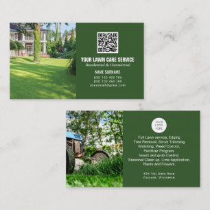 QR code Lawn Care business card with photos