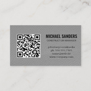QR Code   Leather Background Business Card