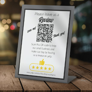 QR code 'leave us a review' YELP  Pedestal Sign