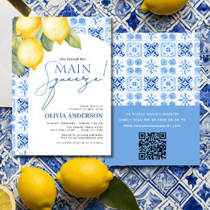 QR Code Lemon Main Squeeze Bridal Shower Invitatio Invitation