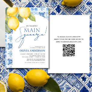 QR Code Lemon Main Squeeze Bridal Shower Invitation