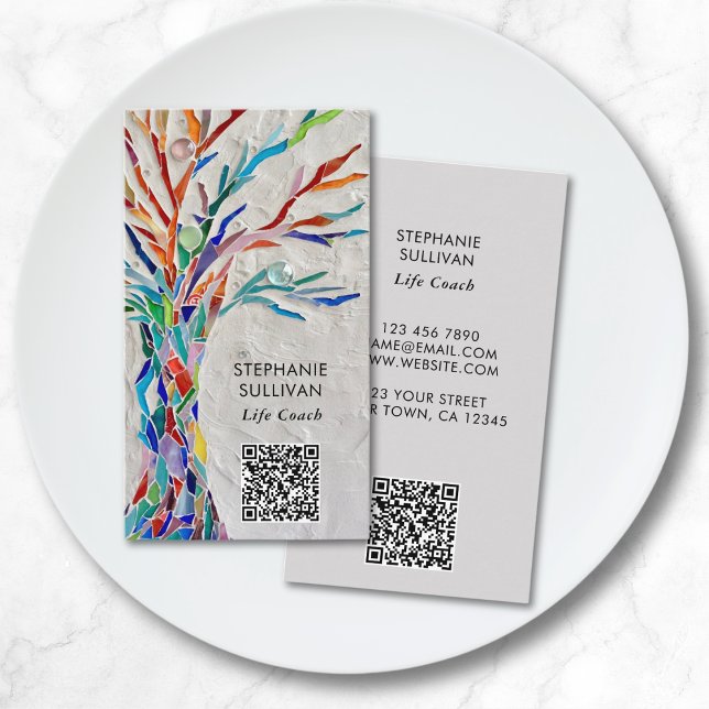 QR Code Life Coach Tree Of Life Business Card (Creator Uploaded)