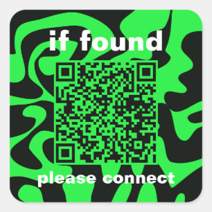 QR Code lime green cute lost found Square Sticker