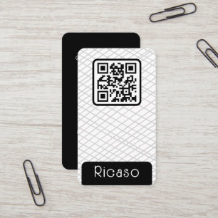 QR Code Lined Pattern Personalized Business Card