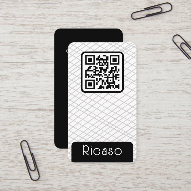 QR Code Lined Pattern Personalized Business Card (Front/Back In Situ)