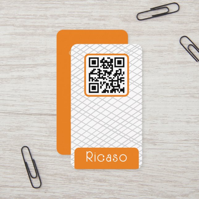 QR Code Lined Pattern Personalized Business Card (Front/Back In Situ)