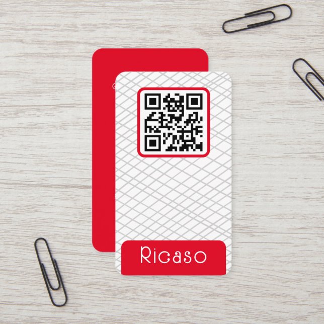 QR Code Lined Pattern Personalized Business Card (Front/Back In Situ)