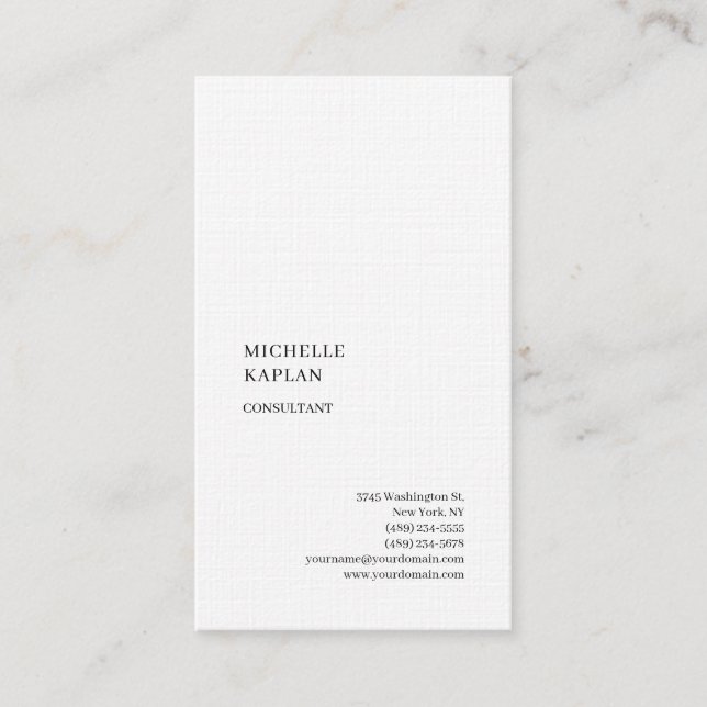 QR Code Linen Modern Professional Exclusive Business Card (Front)