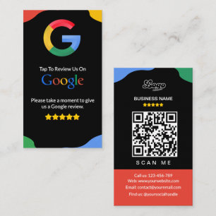 QR Code Link Black Google Review  Enclosure Card
