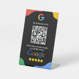 QR Code Link Black Google Review Pedestal Sign
