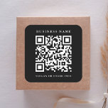 QR Code Link Minimal Business Name Black Square Sticker<br><div class="desc">Simple business sticker with your QR code link. For more advanced customization of this design,  please click the BLUE DESIGN TOOL BUTTON above!  Matching items are also available.</div>