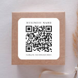 QR Code Link Minimal Business Name Square Sticker<br><div class="desc">Simple business sticker with your QR code link. For more advanced customization of this design,  please click the BLUE DESIGN TOOL BUTTON above!  Matching items are also available.</div>