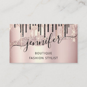 QR Code Logo Abstract Online Shop Rose Gold Drips Business Card
