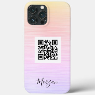 QR Code, Logo Art or Photo, Name, Rainbow Texture iPhone 13 Pro Max Case