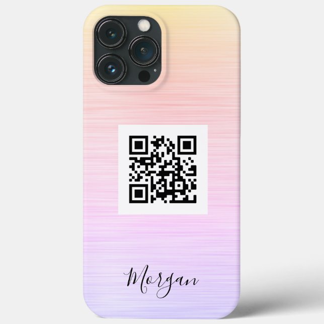 QR Code, Logo Art or Photo, Name, Rainbow Texture Case-Mate iPhone Case (Back)