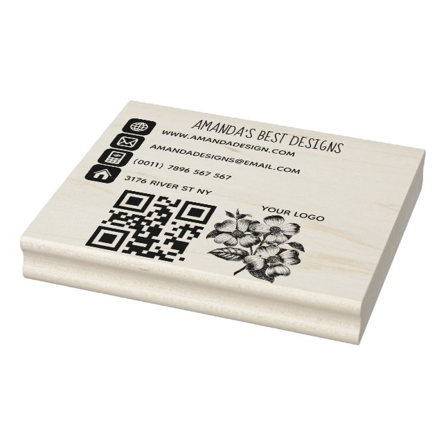 Qr code logo basic info icons rubber stamp (Stamp)