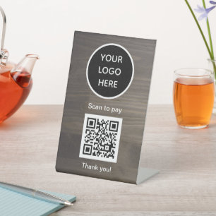QR Code Logo Black Business Scan me Website Pedestal Sign