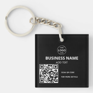 QR Code Logo Black Modern Keychain 