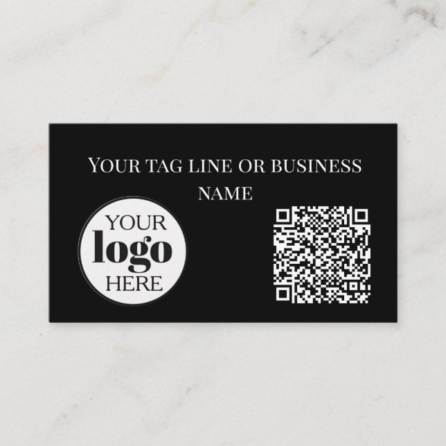  QR Code Logo Black Simple Business Card (Front)