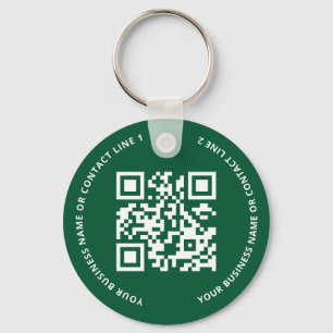 QR Code Logo Business Green Keychain