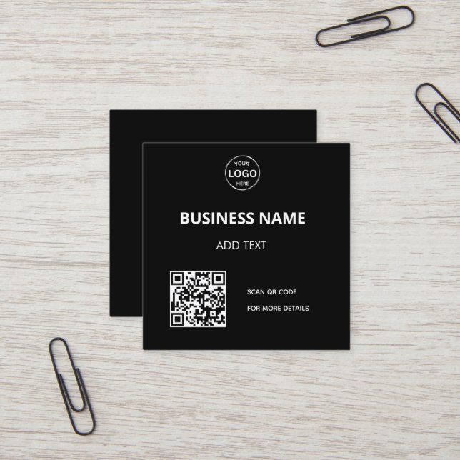 Qr code Logo Business Menu Contact  Square Business Card (Front/Back In Situ)