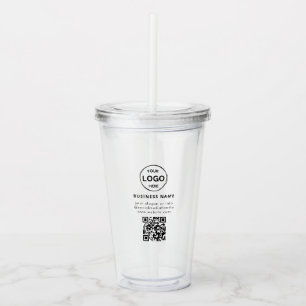 Qr Code Logo Business Minimalist Simple Acrylic Tumbler