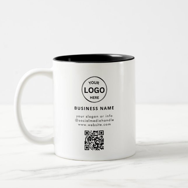 Qr Code Logo Business Minimalist Simple Two-Tone Coffee Mug (Left)