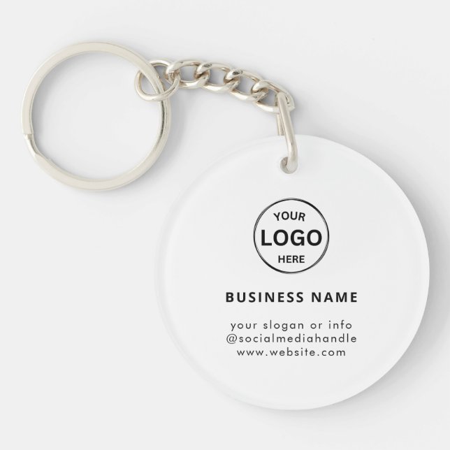 Qr Code Logo Business Modern Simple Acrylic  Keychain (Front)