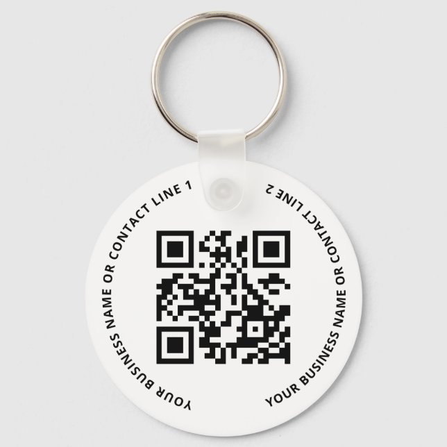 QR Code Logo Business White Keychain (Front)