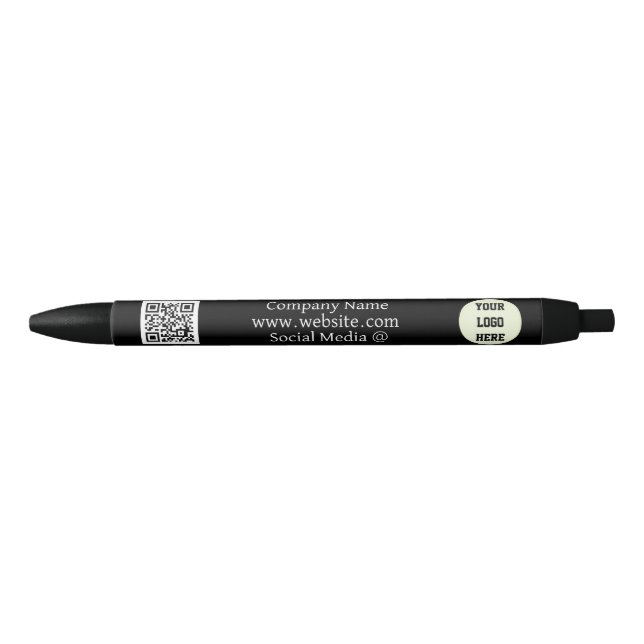 QR Code Logo Company Black Business Corporate Black Ink Pen (Front)