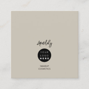 QR Code Logo Earth Cement Grey Minimalims Square Business Card