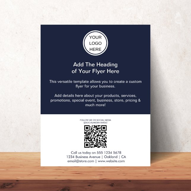 QR Code & Logo l Advertising Commercial Navy Blue Flyer (Creator Uploaded)