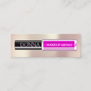 QR Code Logo Makeup Lipstick Gloss Pink  Mini Business Card