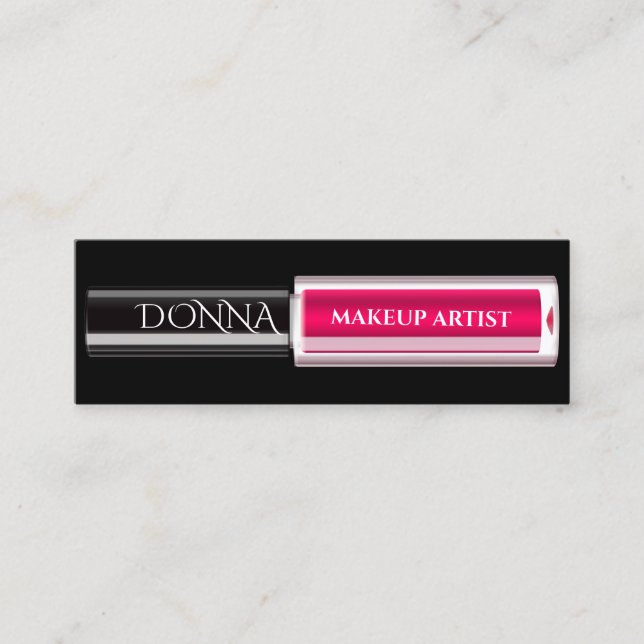 QR Code Logo Makeup Lipstick Gloss Red Mini Business Card (Front)