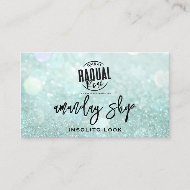 QR Code Logo Makeup Nails Mint Green Business Card (Front)