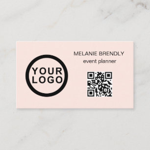 QR Code Logo Modern Minimalist Pink Business Card
