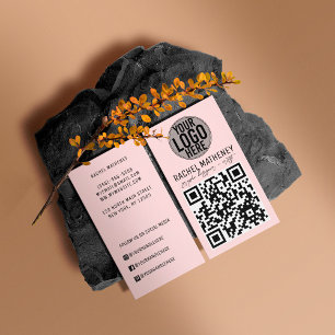 QR Code Logo Modern Simple Blush Pink Professional Business Card
