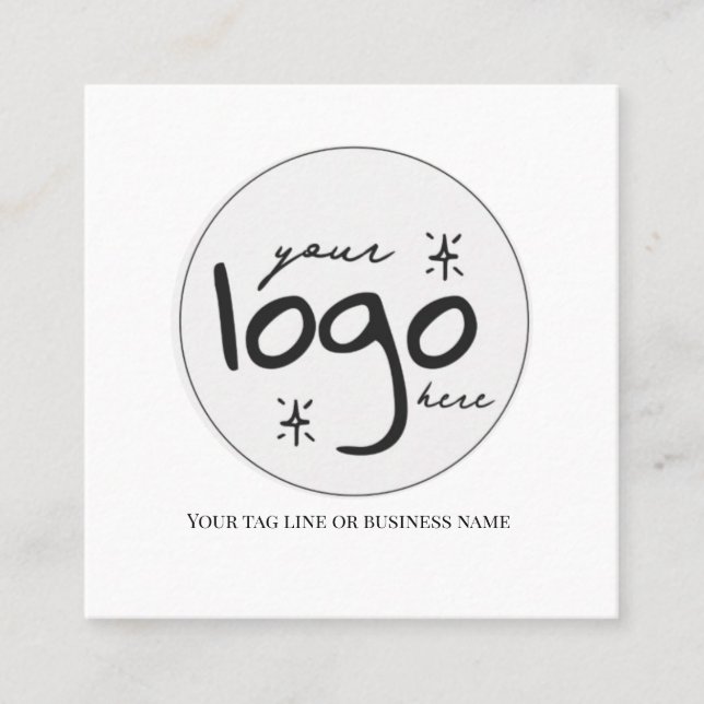QR Code Logo Modern Simple White Square Business Card (Front)