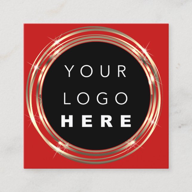  QR Code Logo Online Shop Black White Red Square Business Card (Front)