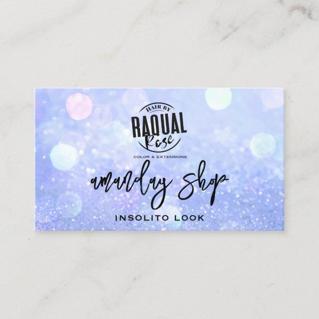 QR Code Logo Online Shop Blue Glitter Holograph Business Card (Front)