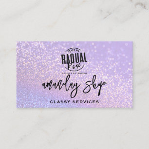 QR Code Logo Online Shop Gold Purple Glitter Business Card
