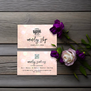QR Code Logo Online Shop Pink Rose Holograph Business Card