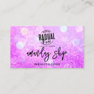 QR Code Logo Online Shop Purple Glitter Holograph Business Card
