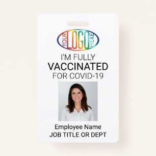 QR Code Logo Photo Employee ID Covid Vaccine Pass Badge