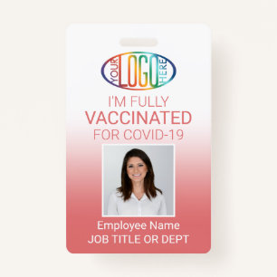 QR Code Logo Photo ID Covid Vaccine Pass Pink Badge
