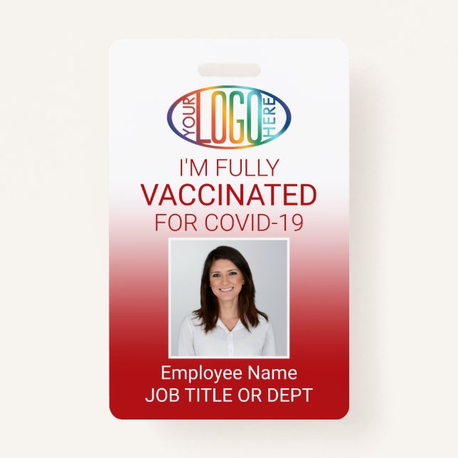 QR Code Logo Photo ID Covid Vaccine Pass Red Badge (Front)