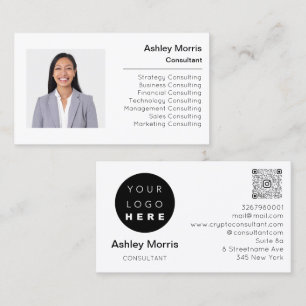 QR Code Logo Photo Professional Corporate  Business Card